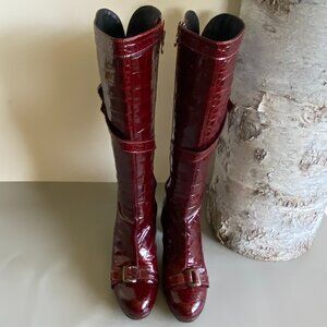 Anna Biagini Red Patent Leather Heeled Boots 8.5